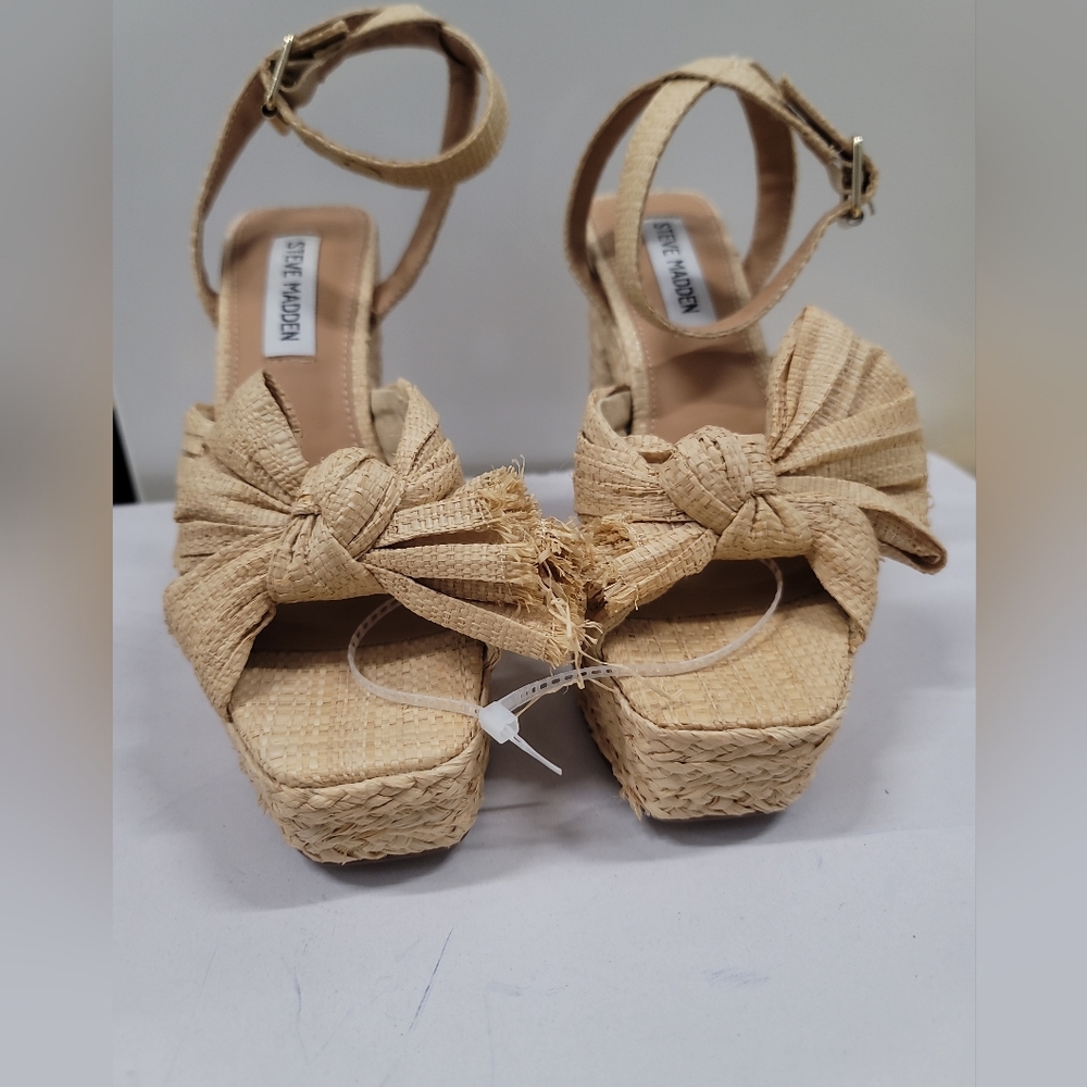 Steve Madden Romey Natural Raffia Platform Sandals - Picture 4 of 10